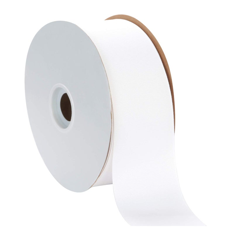 Berwick Offray 2.25" Grosgrain Ribbon, White, 50 Yards - Image 1